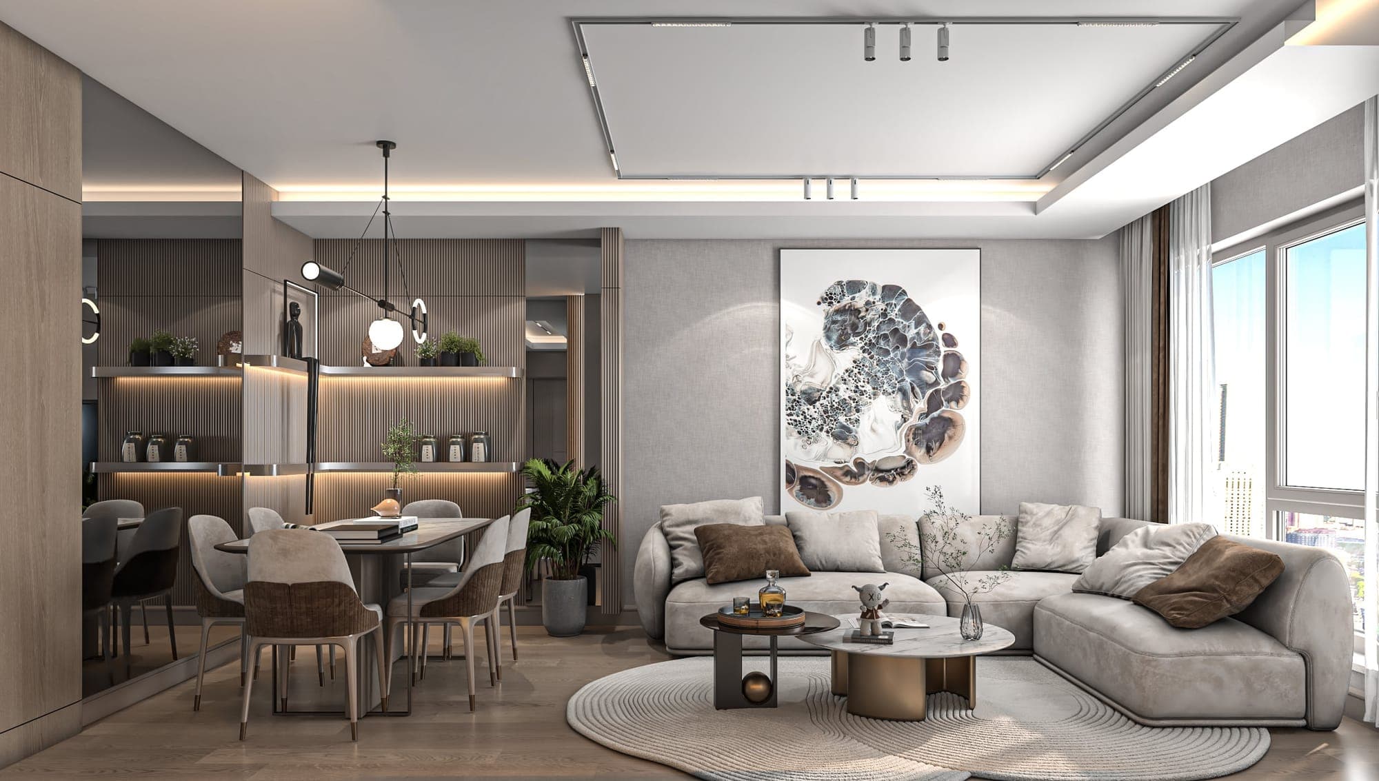 2+1 Tip 2 salon ve yemek alanı